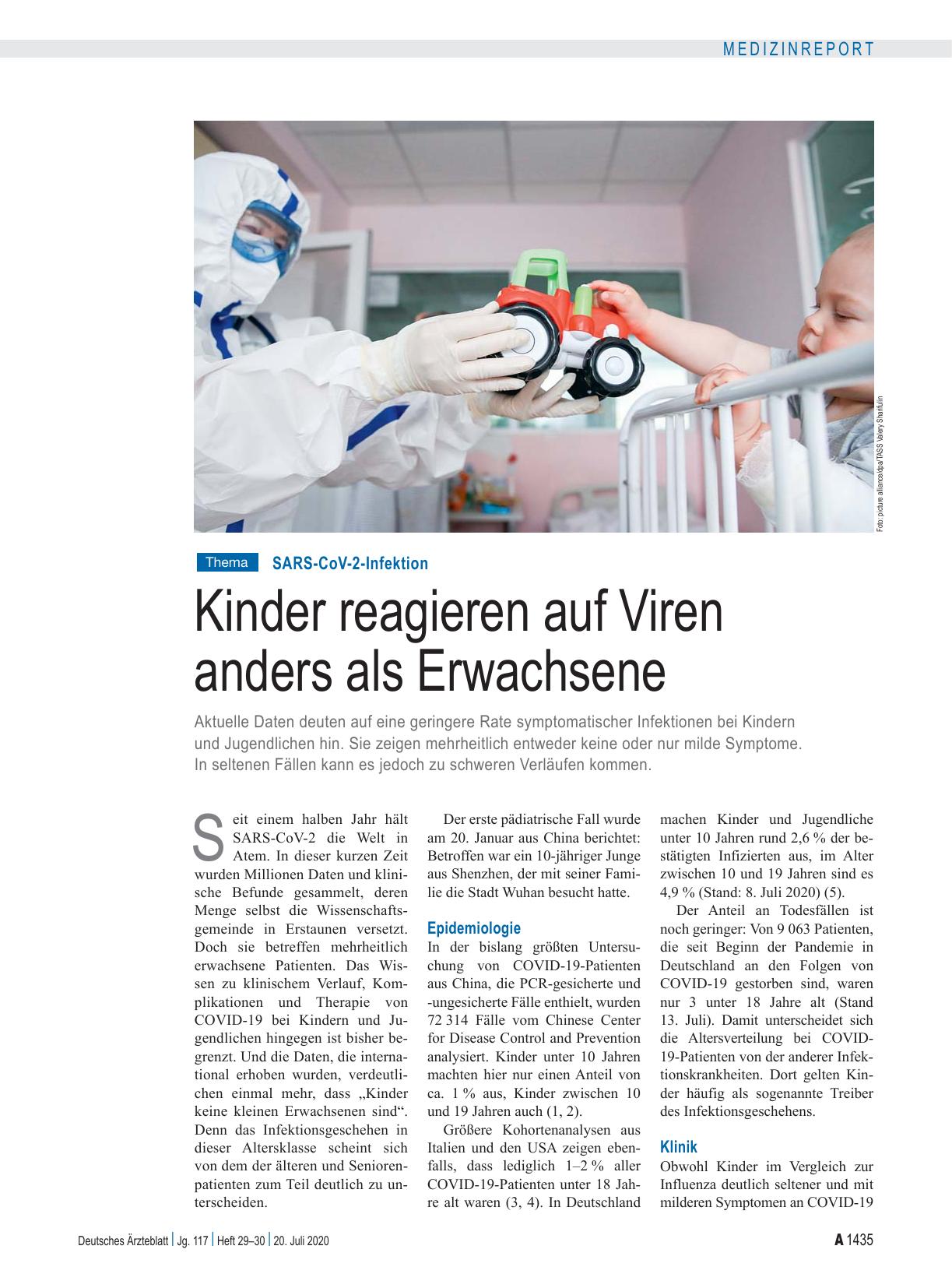 Vorschauseite 1: SARS-CoV-2-Infektion: Kinder reagieren auf Viren anders als Erwachsene