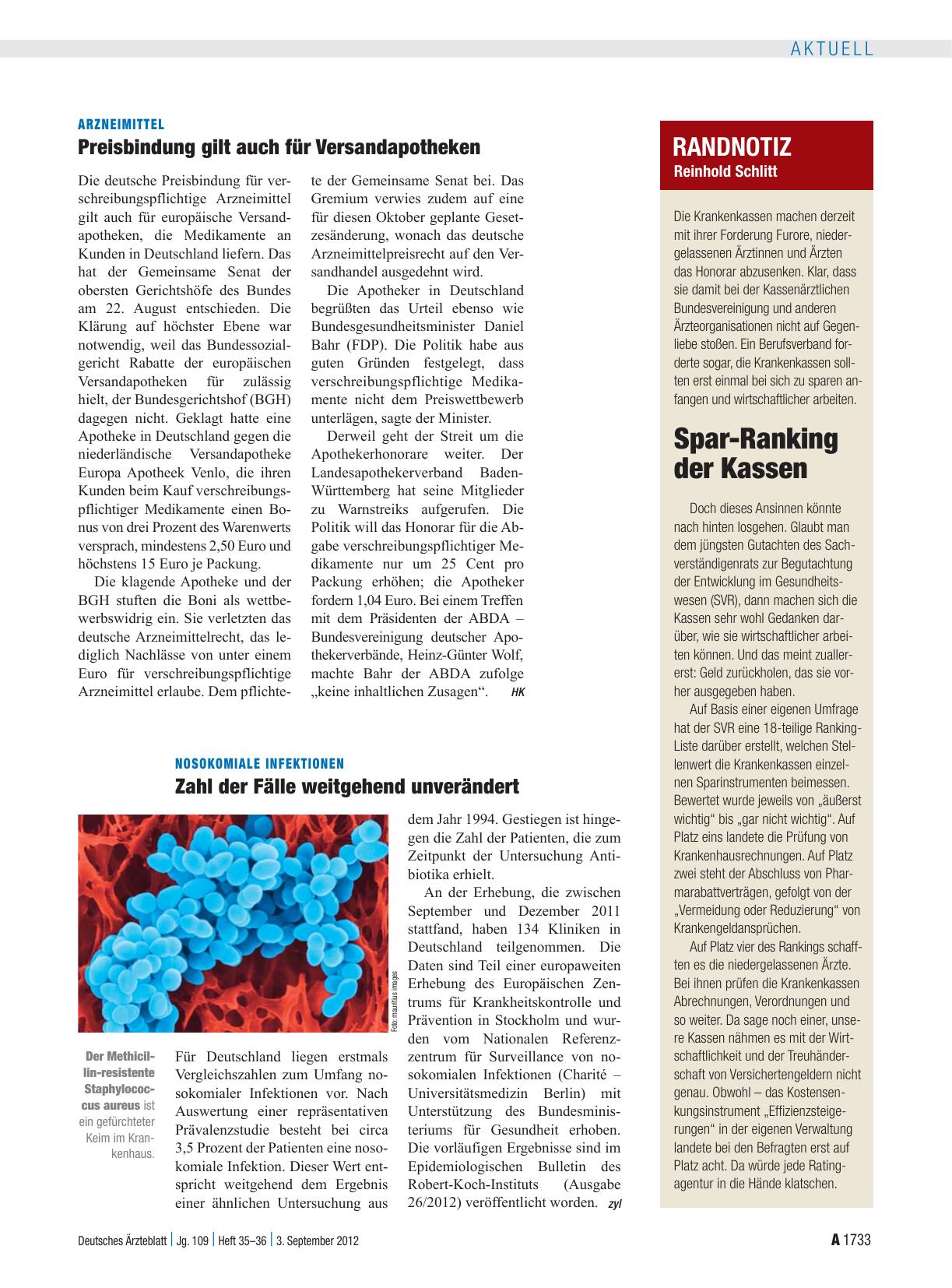Vorschauseite 1: Arzneimittel: Preisbindung gilt auch für Versandapotheken