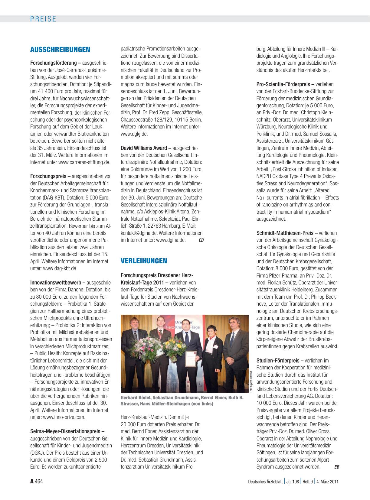 Vorschauseite 1: Verleihungen