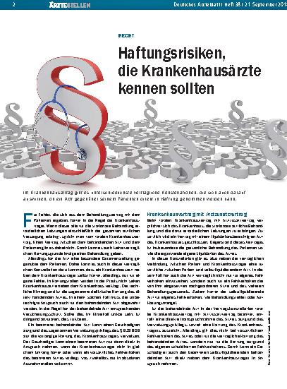 Vorschauseite 1: Recht: Haftungsrisiken, die Krankenhausärzte kennen sollten