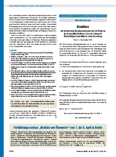Vorschauseite 1: Fortbildungsseminar „Medizin und Ökonomie“ vom 4. bis 8. April in Berlin