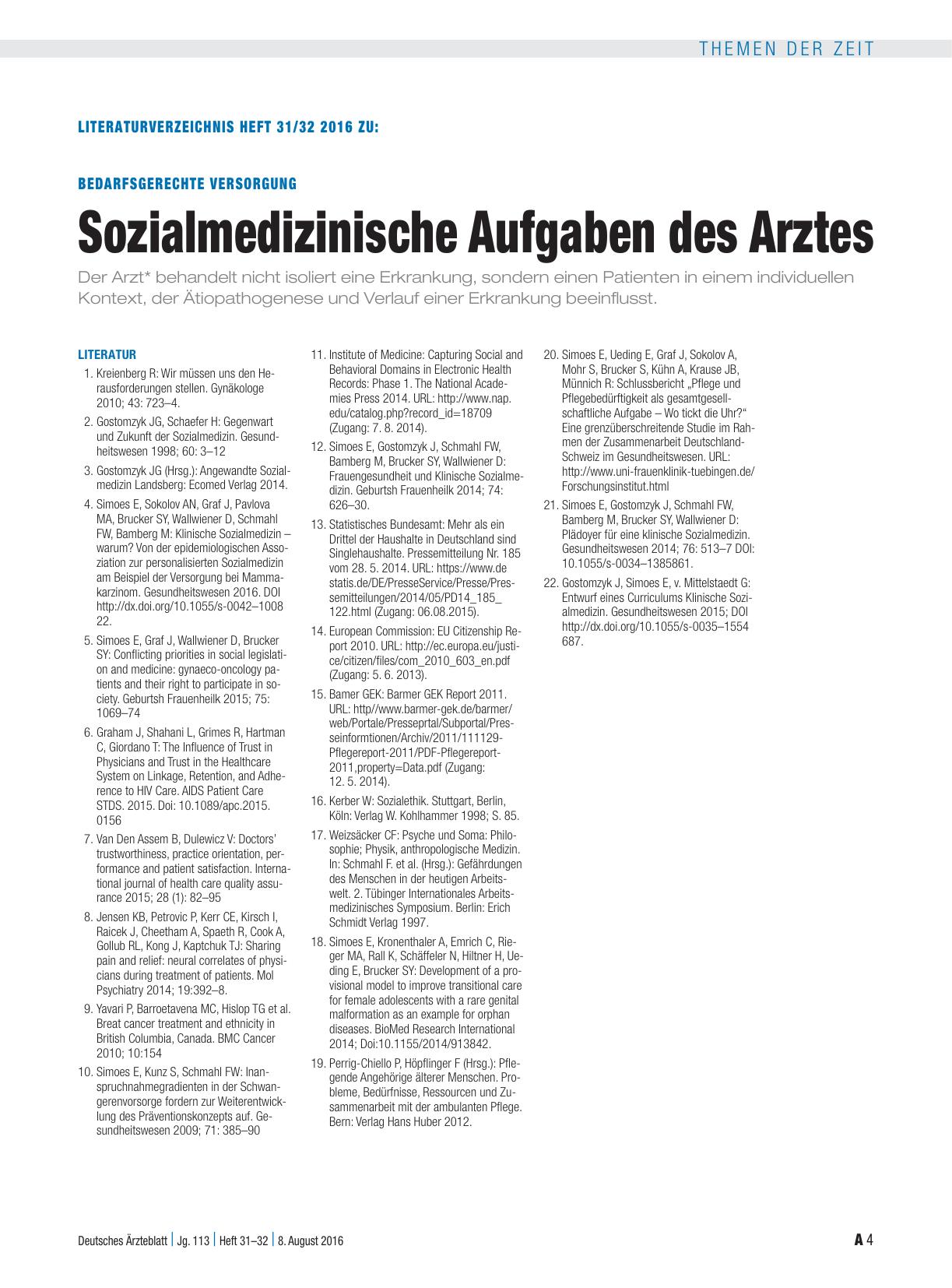 Vorschauseite 4: Bedarfsgerechte Versorgung: Sozialmedizinische Aufgaben des Arztes