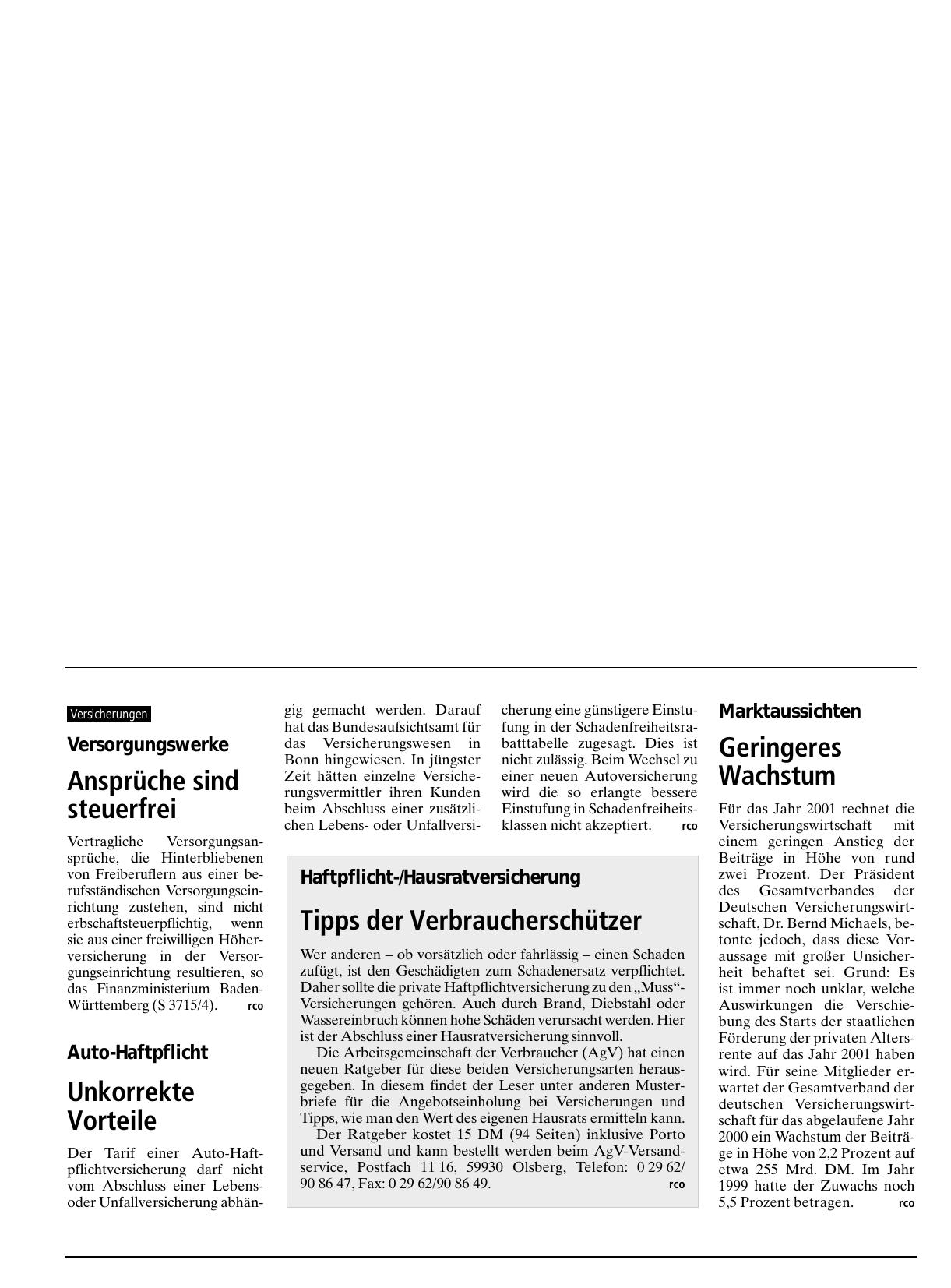 Vorschauseite 1: Auto-Haftpflicht: Unkorrekte Vorteile