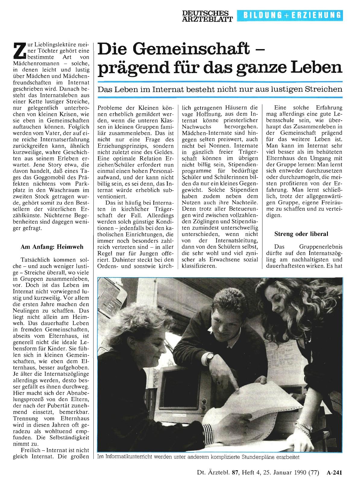Vorschauseite 1: Die Gemeinschaft – prägend für das ganze Leben
