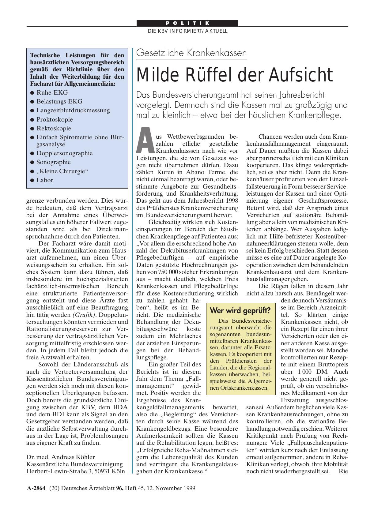 Vorschauseite 1: Gesetzliche Krankenkassen: Milde Rüffel der Aufsicht