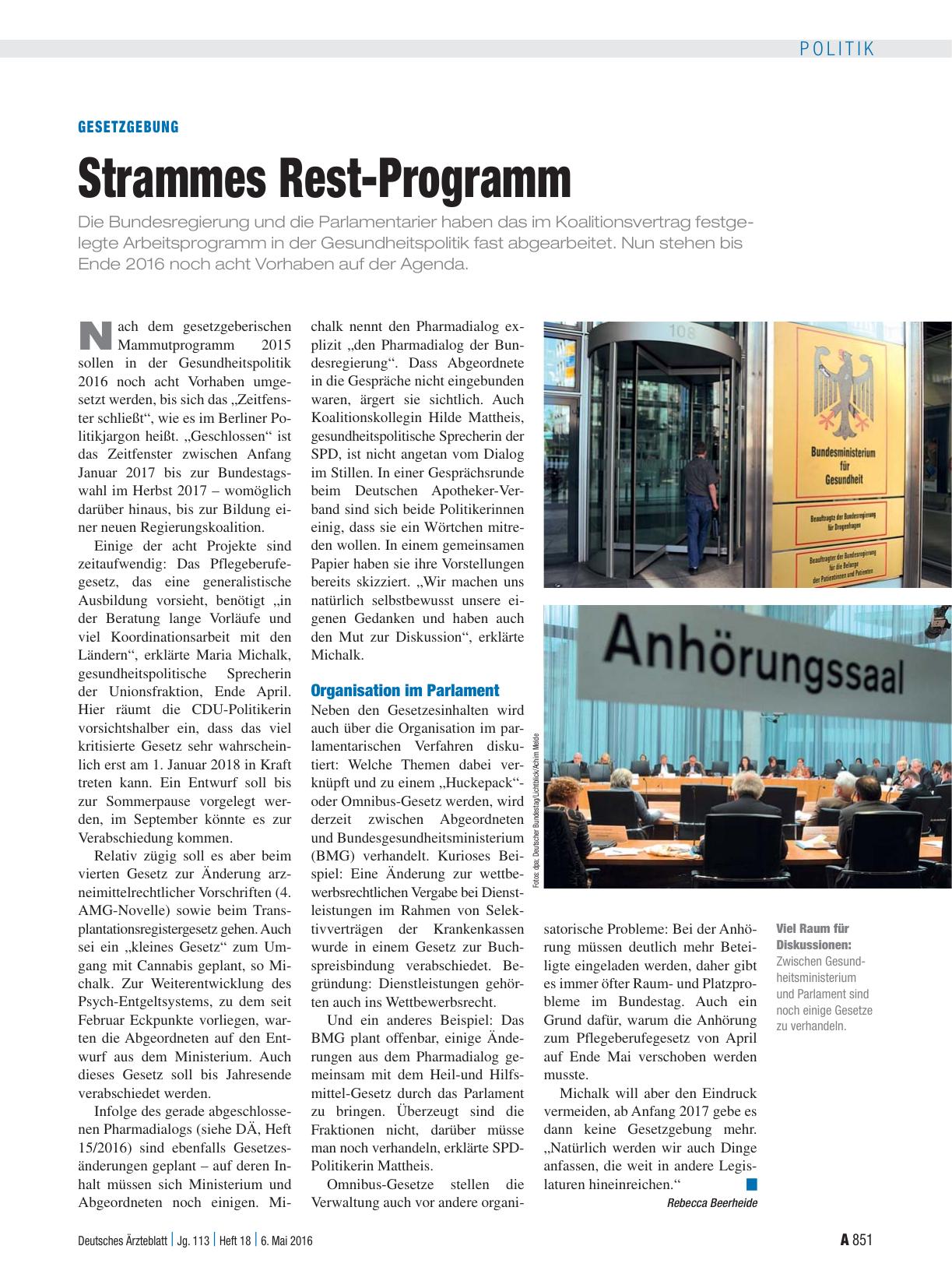 Vorschauseite 1: Gesetzgebung: Strammes Rest-Programm