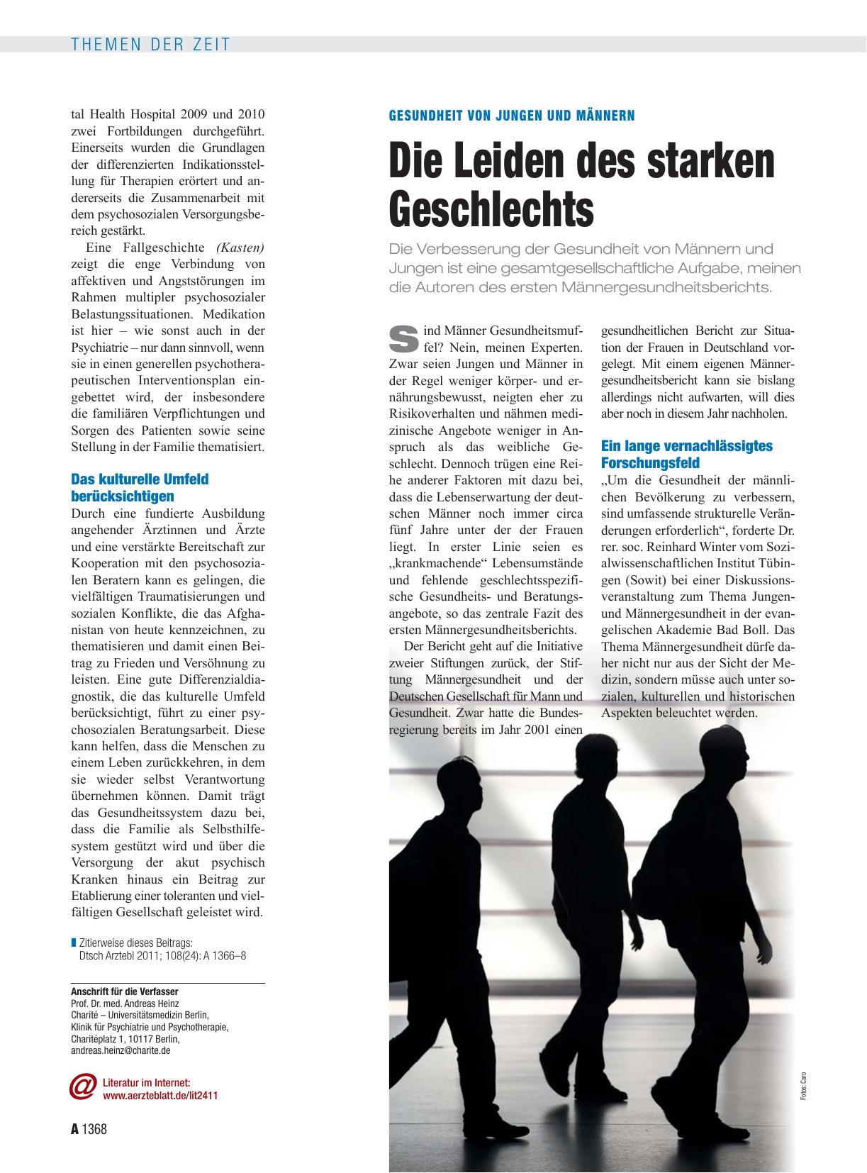 Vorschauseite 1: Gesundheit von Jungen und Männern: Die Leiden des starken Geschlechts