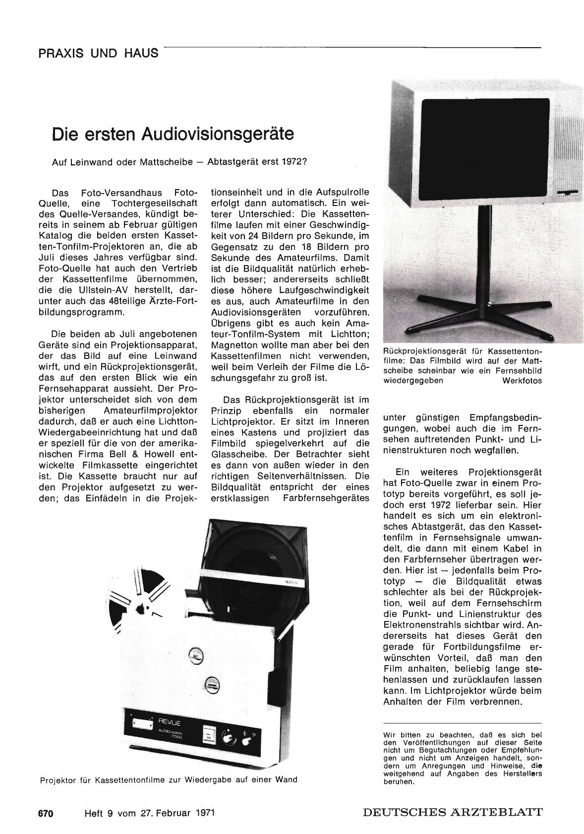 Vorschauseite 1: Die ersten Audiovisionsgeräte