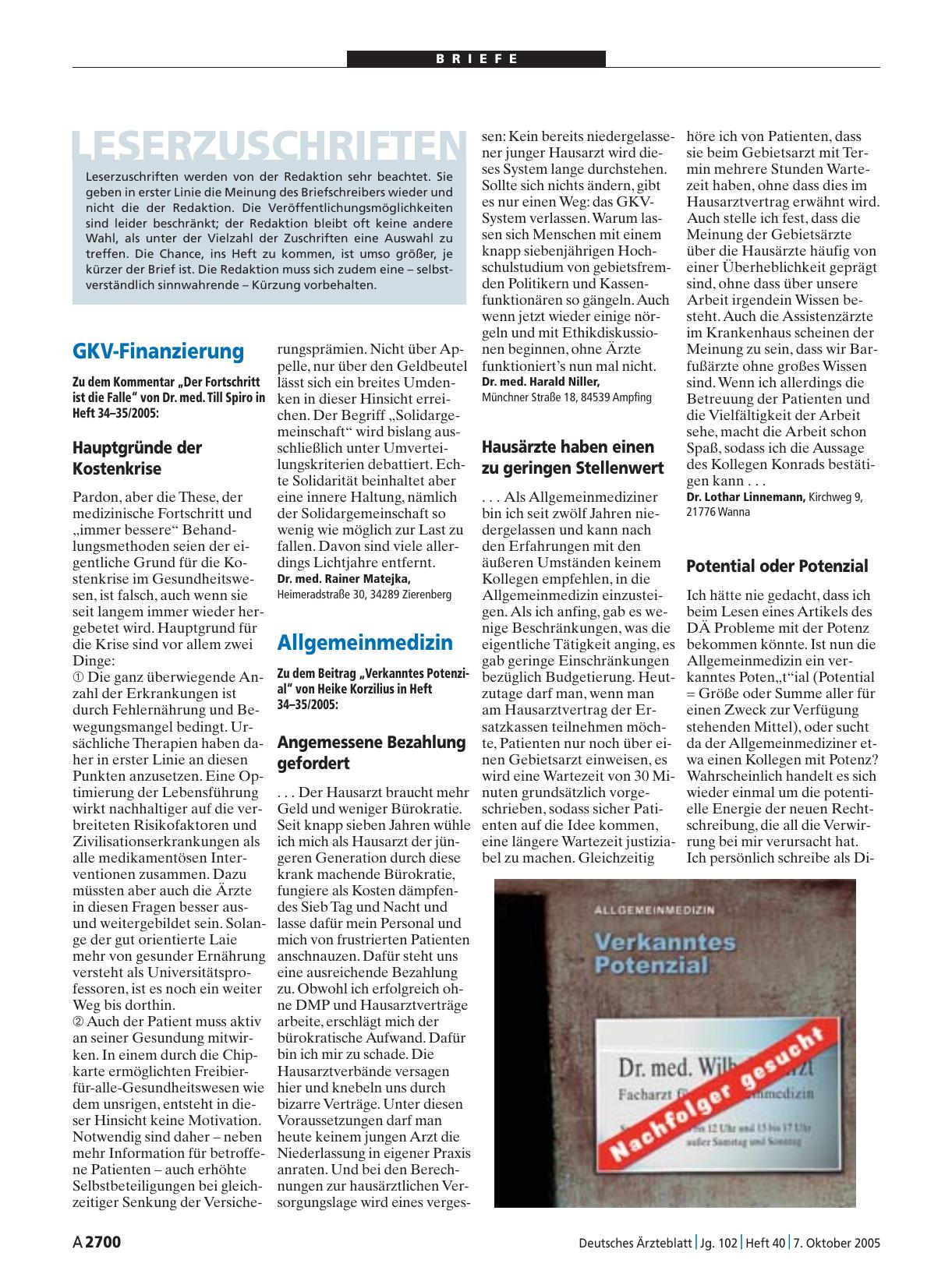 Vorschauseite 1: Allgemeinmedizin: Angemessene Bezahlung gefordert