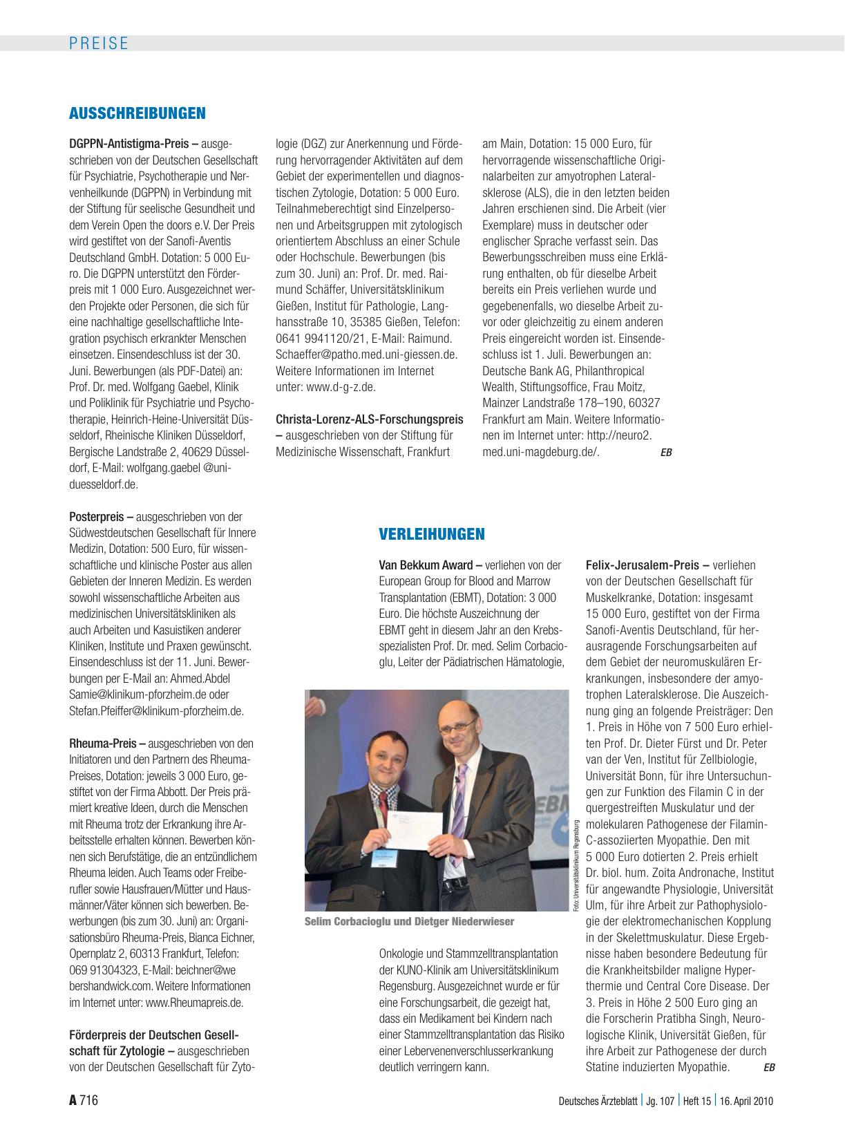 Vorschauseite 1: Verleihungen