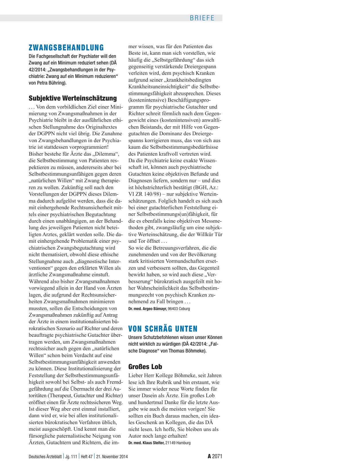 Vorschauseite 1: Von schräg unten: Großes Lob