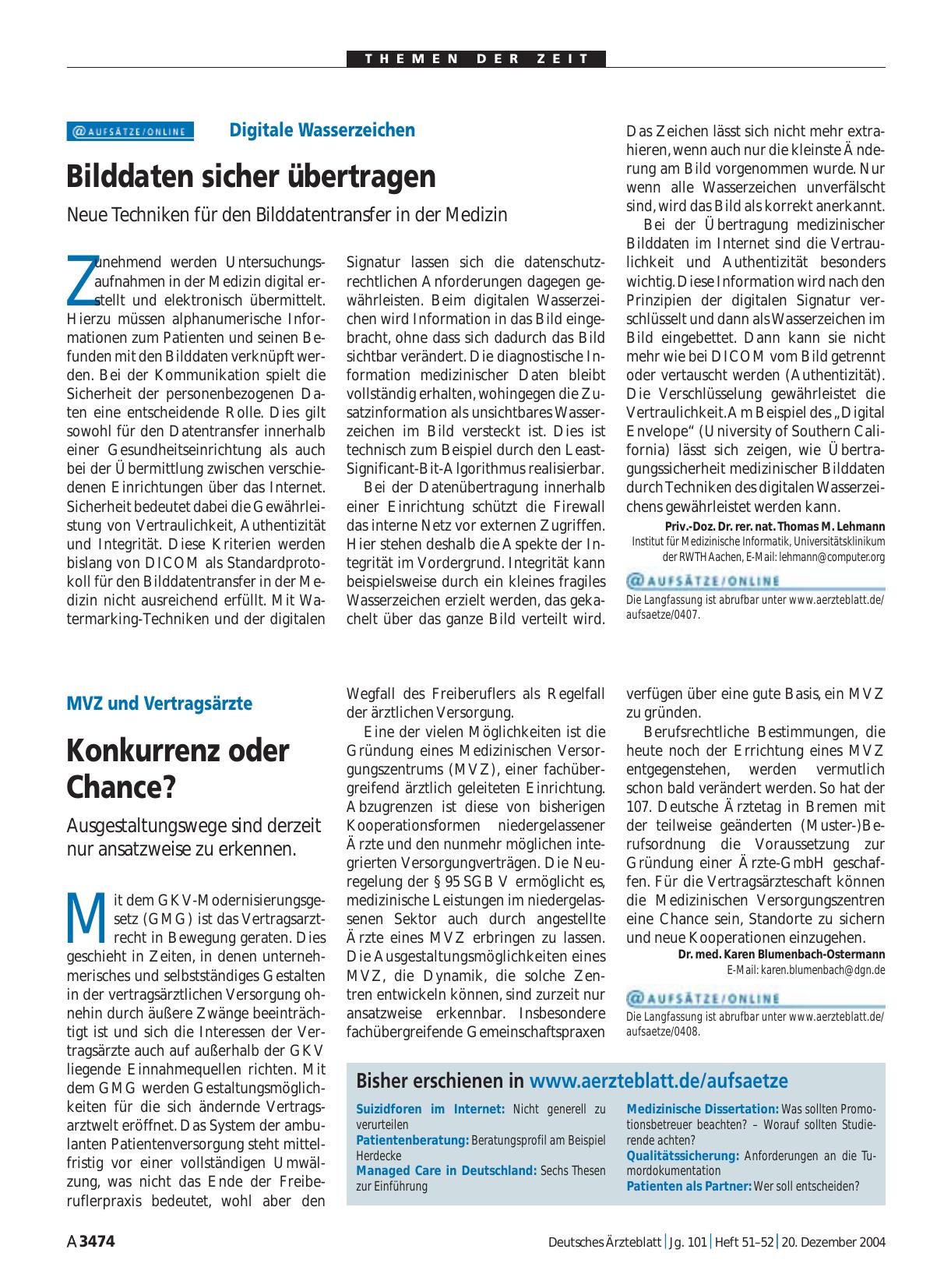 Vorschauseite 1: Bisher erschienen in www. aerzteblatt. de/aufsaetze