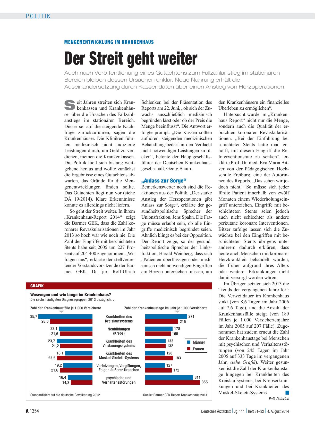 Vorschauseite 1: Mengenentwicklung im Krankenhaus: Der Streit geht weiter