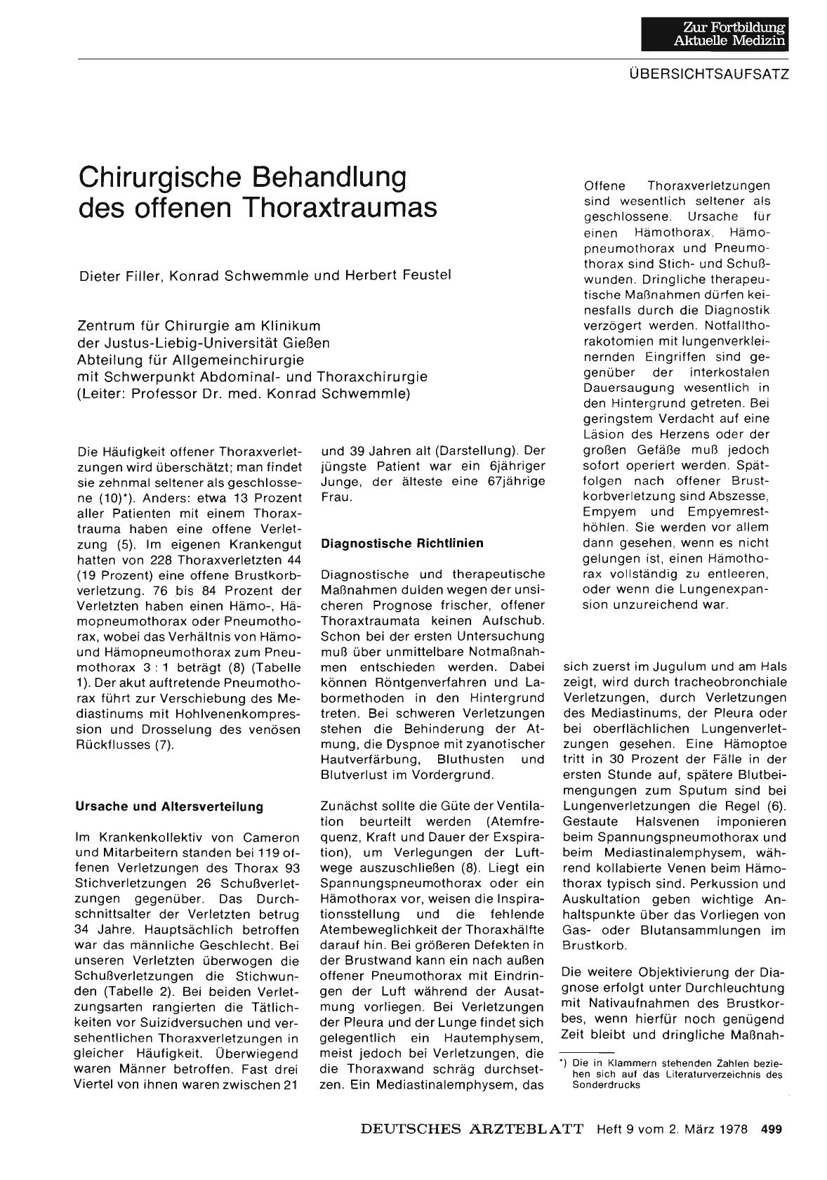 Vorschauseite 1: Chirurgische Behandlung des offenen Thoraxtraumas