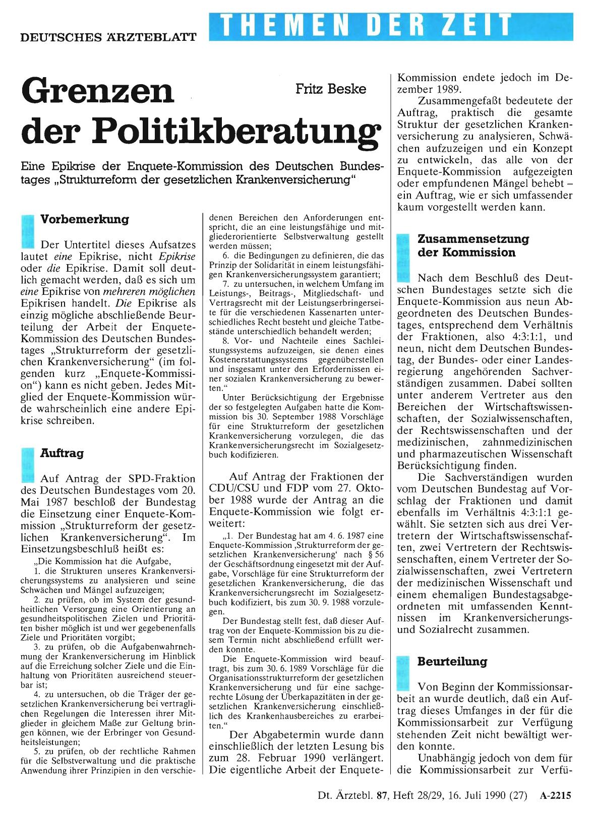 Vorschauseite 1: Grenzen der Politikberatung
