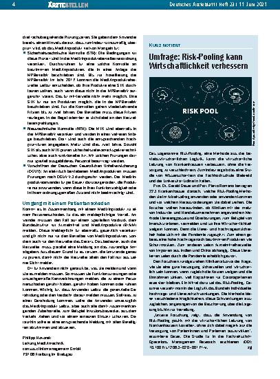 Vorschauseite 1: Umfrage: Risk-Pooling kann Wirtschaftlichkeit verbessern