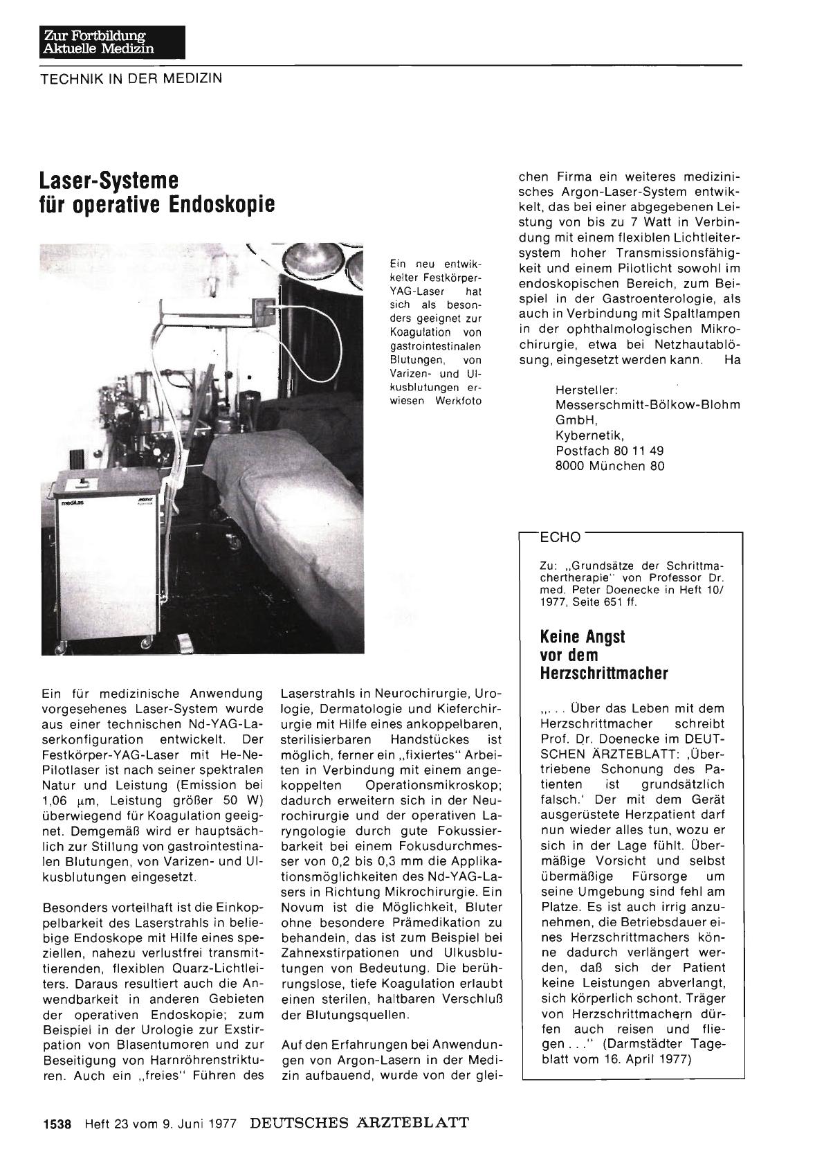 Vorschauseite 1: Laser-Systeme für operative Endoskopie