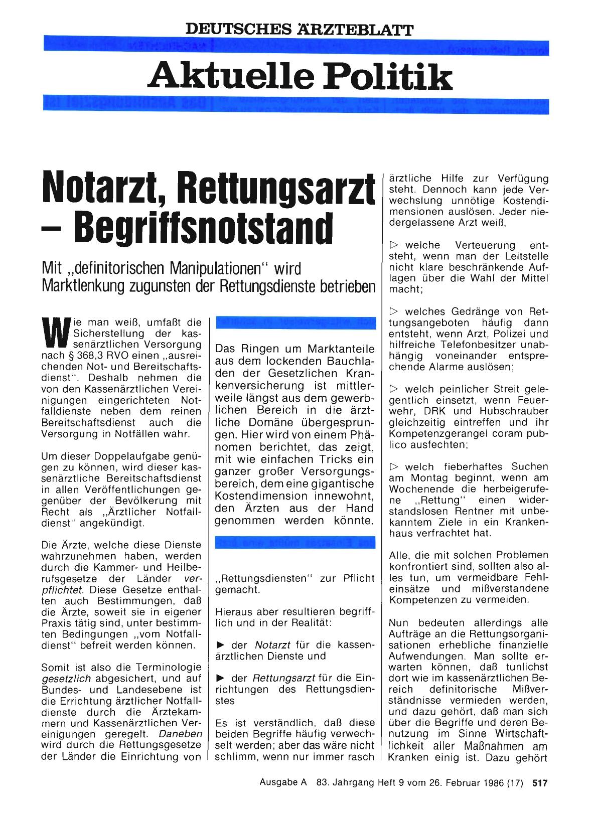 Vorschauseite 1: Notarzt, Rettungsarzt – Begriffsnotstand