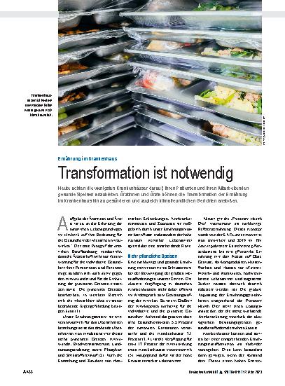 Vorschauseite 1: Ernährung im Krankenhaus: Transformation ist notwendig
