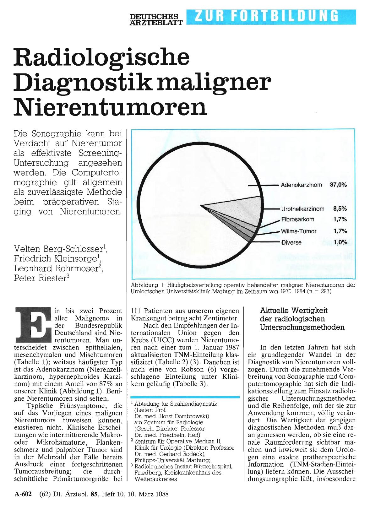 Vorschauseite 1: Radiologische Diagnostik maligner Nierentumoren