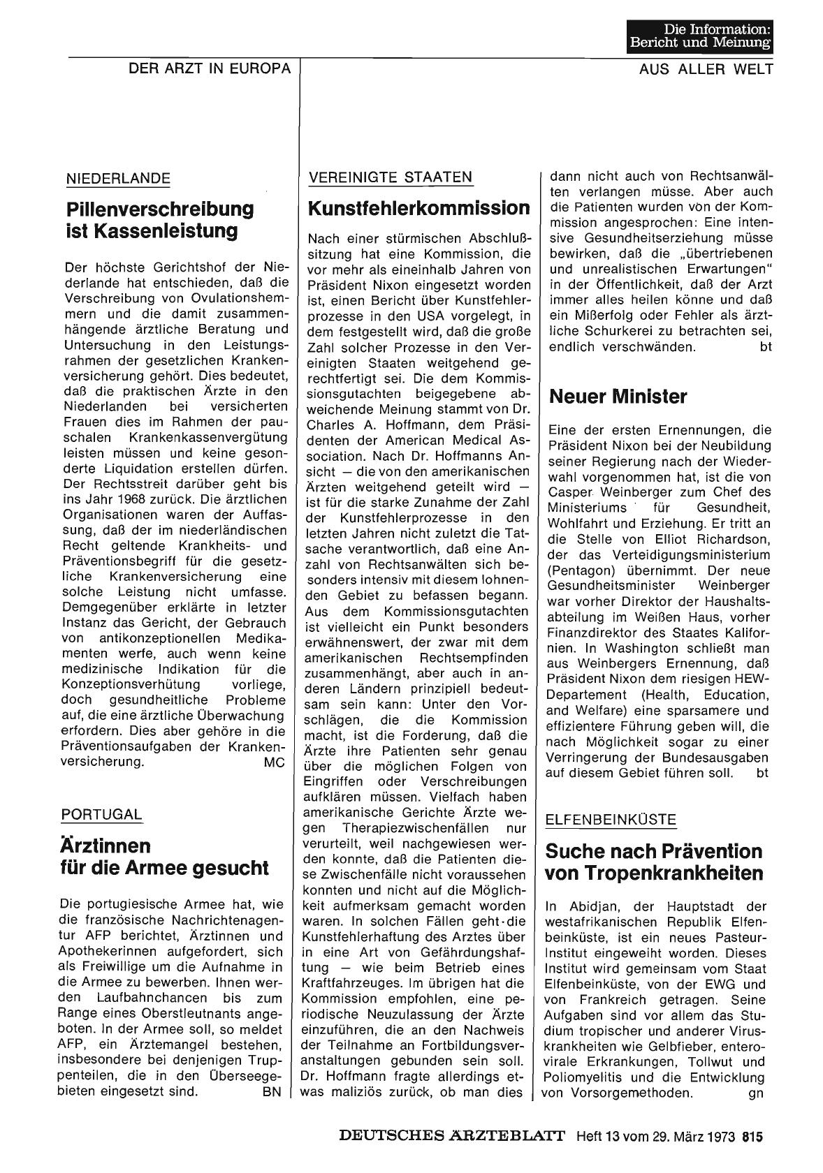 Vorschauseite 1: Vereinigte Staaten: Kunstfehlerkommission