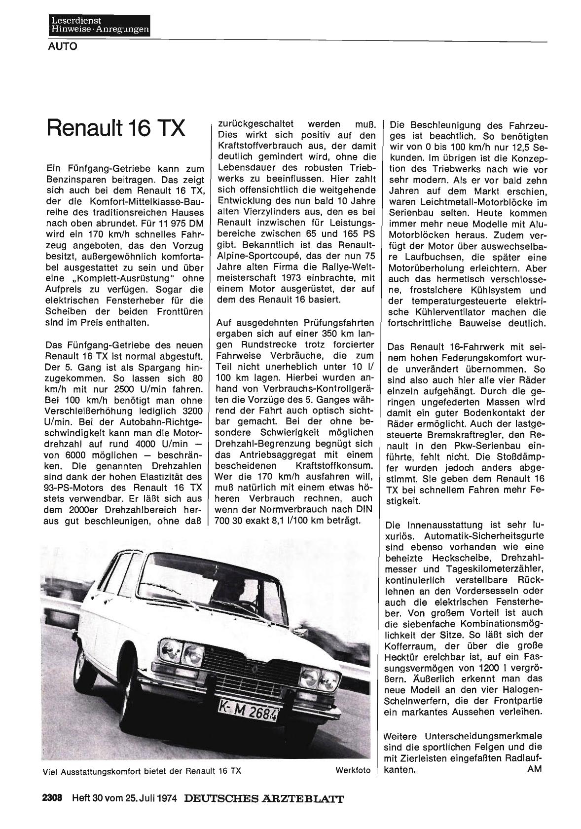 Vorschauseite 1: Renault 16 TX