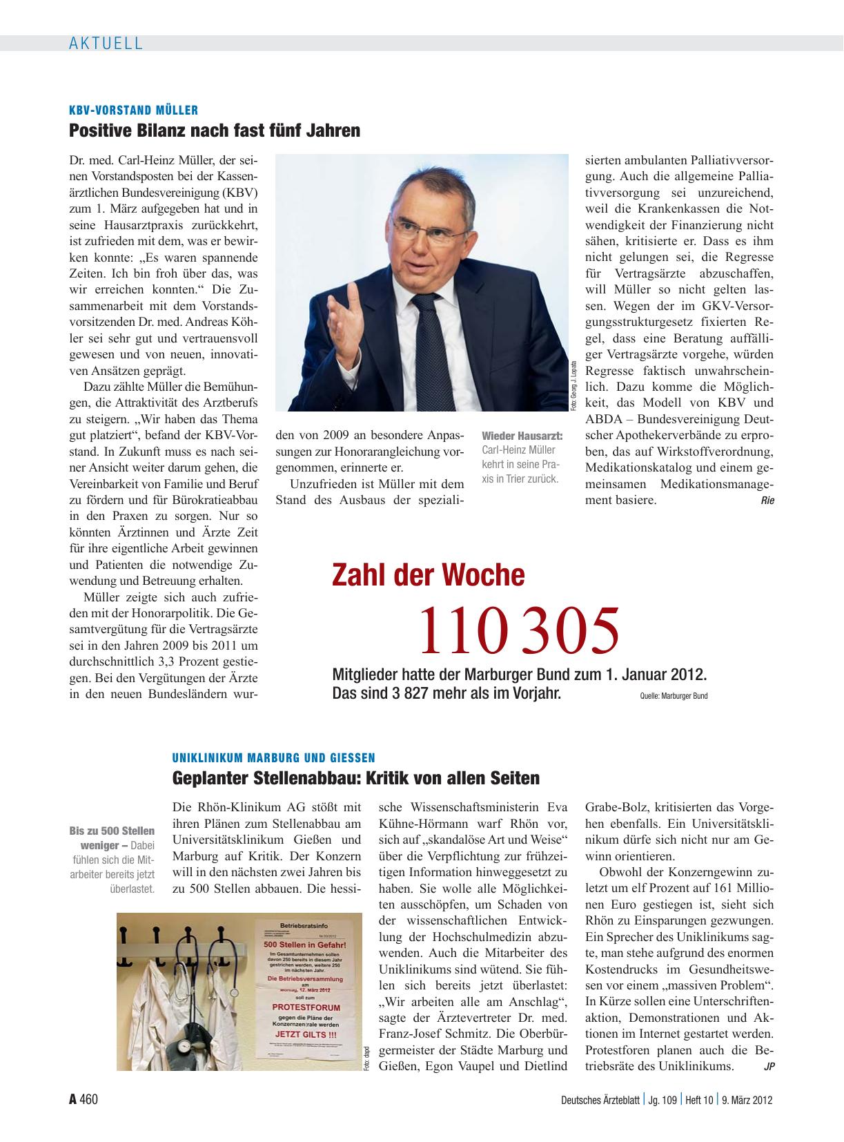 Vorschauseite 1: KBV-Vorstand Müller: Positive Bilanz nach fast fünf Jahren