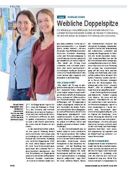 Vorschauseite 1: Arbeitszeitmodelle: Weibliche Doppelspitze