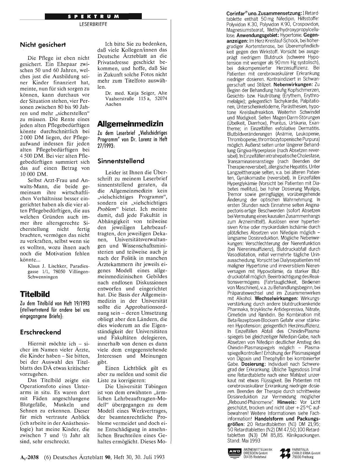 Vorschauseite 1: Pflege: Nicht gesichert