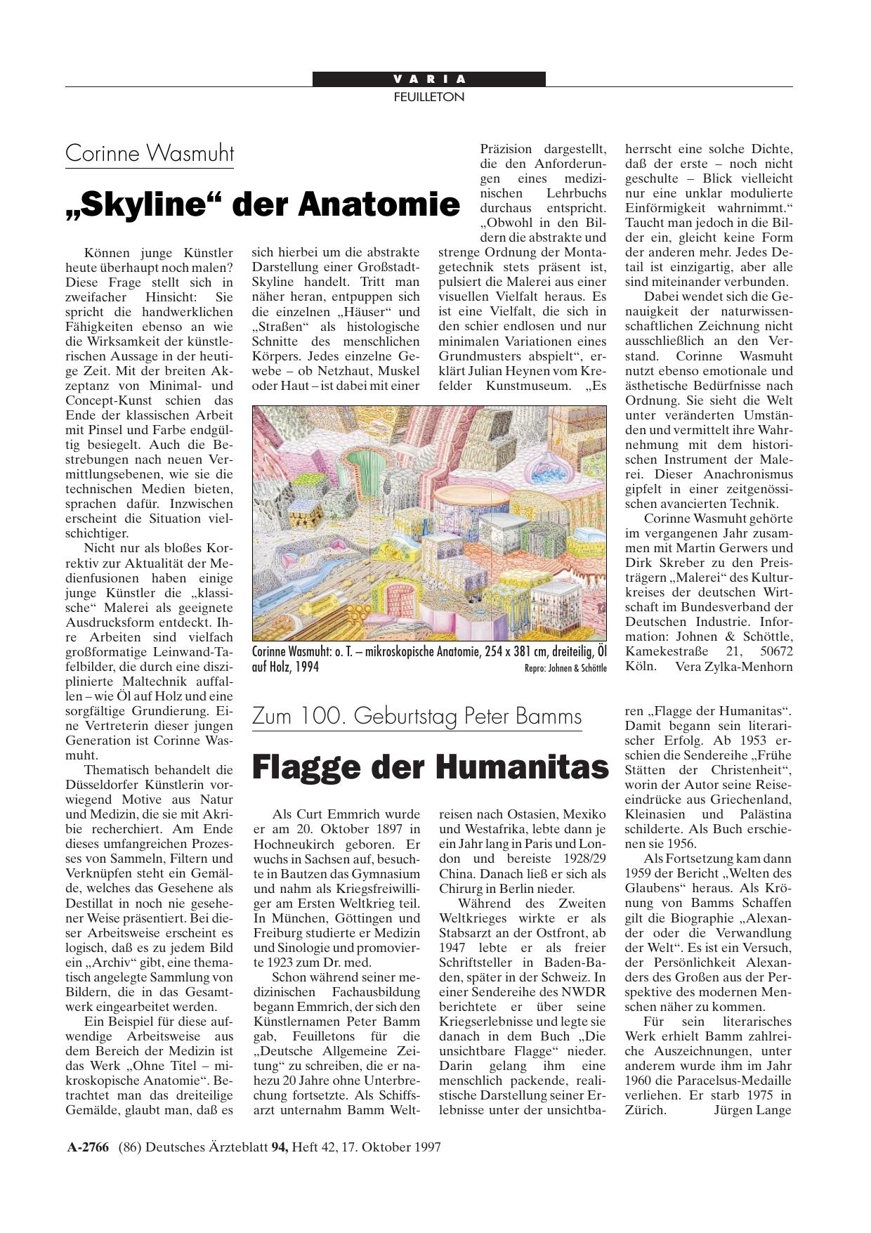 Vorschauseite 1: Corinne Wasmuht: „Skyline“ der Anatomie