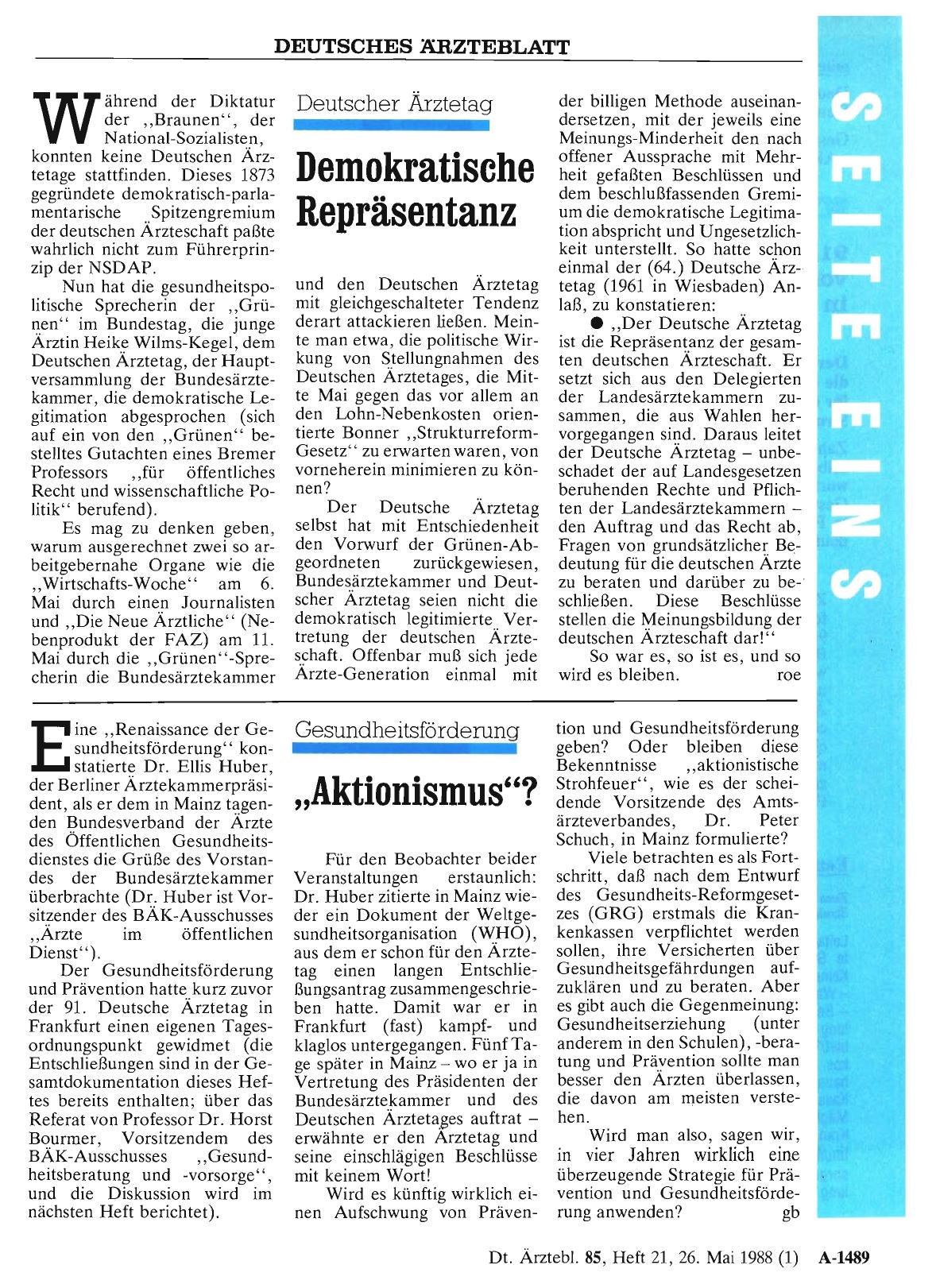 Vorschauseite 1: Deutscher Ärztetag: Demokratische Repräsentanz