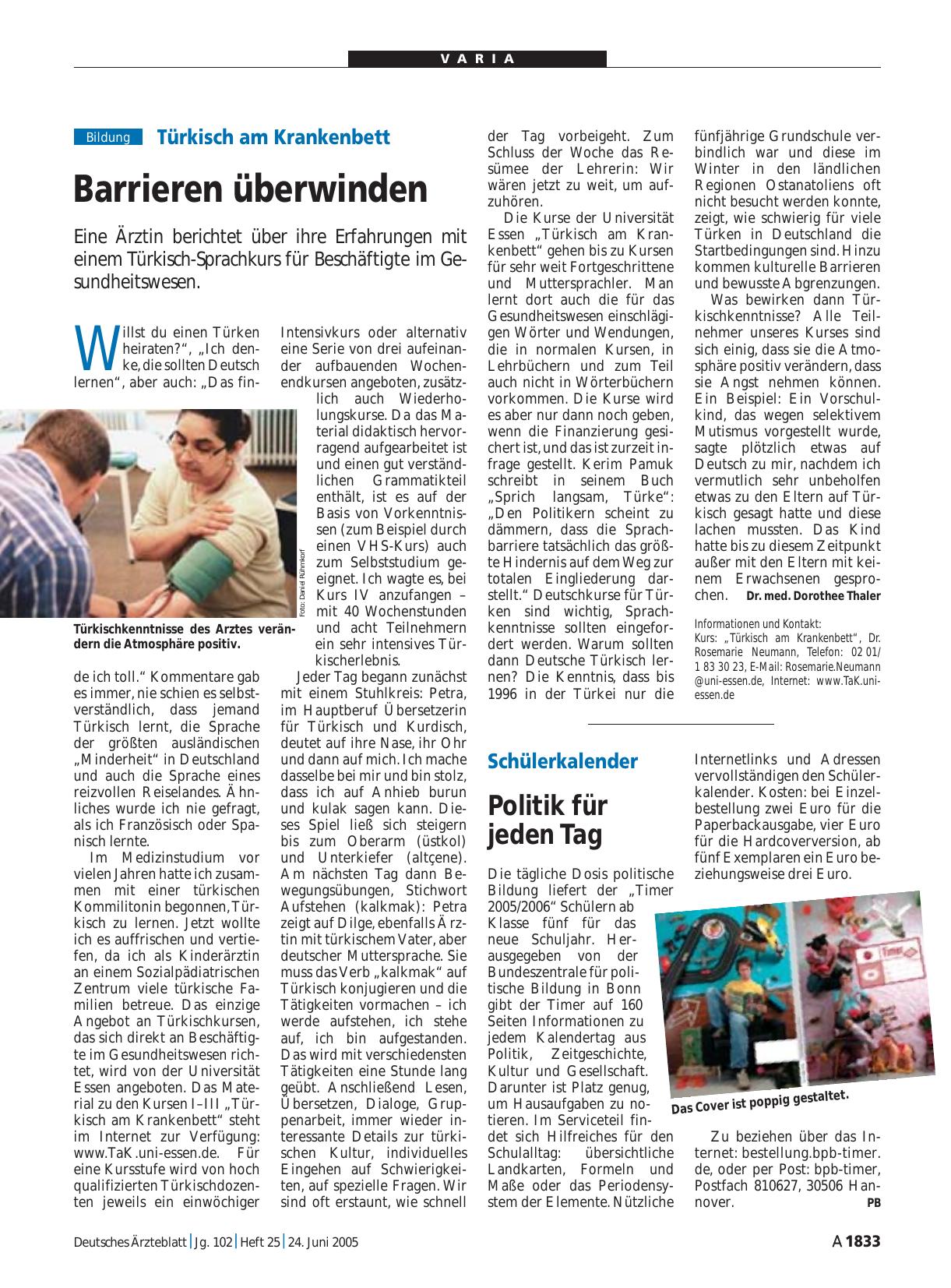 Vorschauseite 1: Türkisch am Krankenbett: Barrieren überwinden