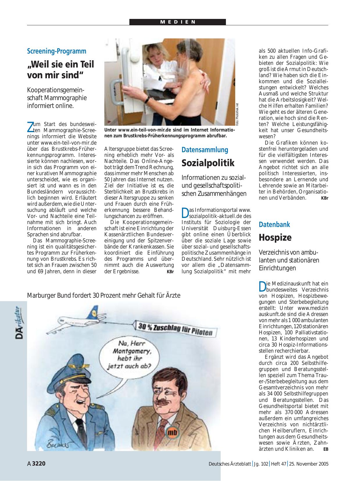 Vorschauseite 1: Datenbank: Hospize