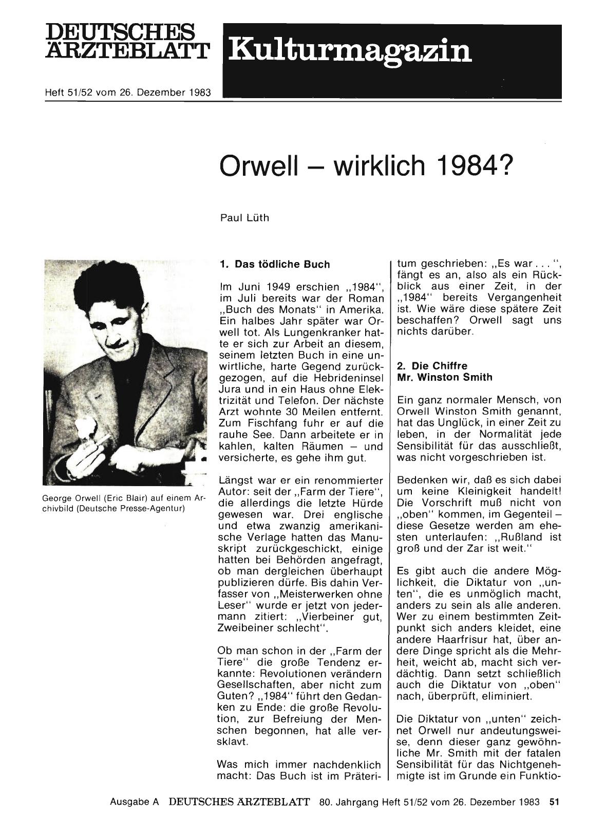 Vorschauseite 1: Orwell wirklich 1984?