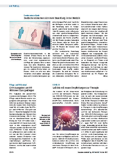 Vorschauseite 1: Genderunterschiede: Deutsche wünschen sich mehr Beachtung in der Medizin