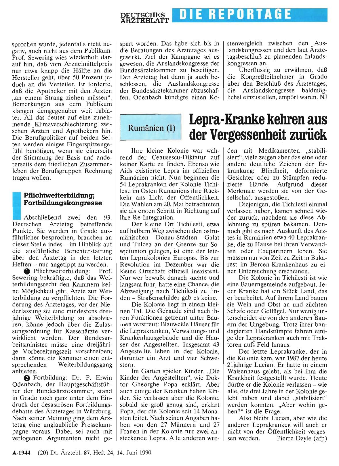 Vorschauseite 1: Rumänien (I): Lepra-Kranke kehren aus der Vergessenheit zurück