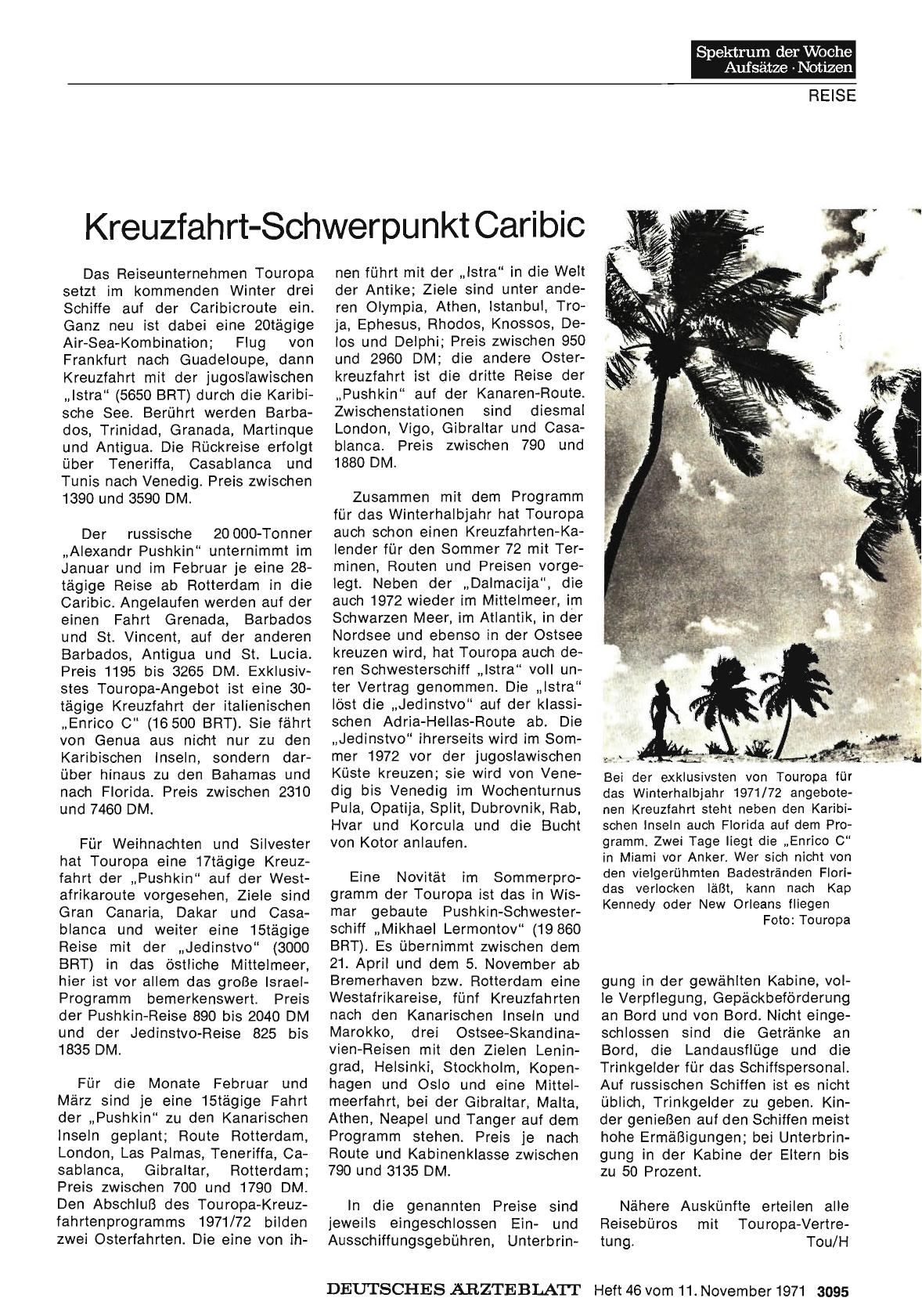 Vorschauseite 1: Kreuzfahrt-Schwerpunkt Caribic