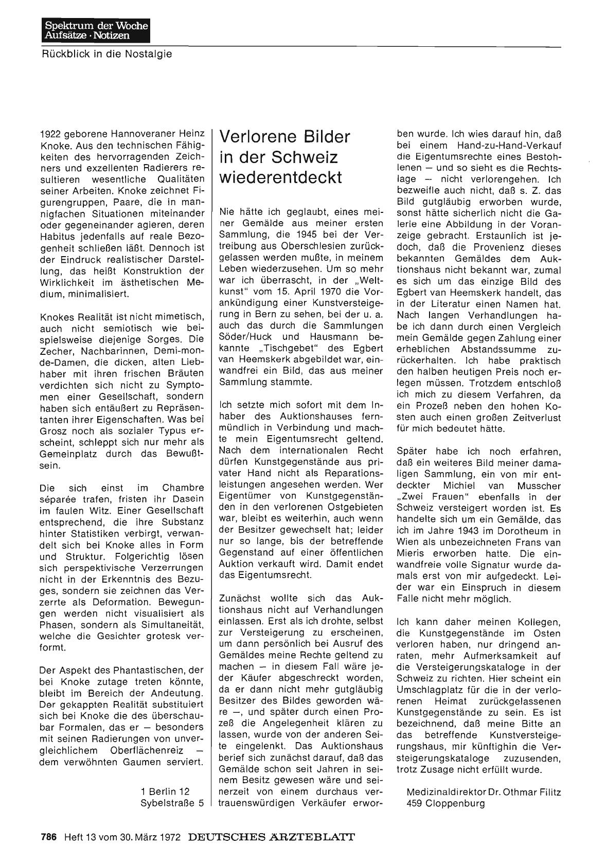 Vorschauseite 1: Verlorene Bilder in der Schweiz wiederentdeckt