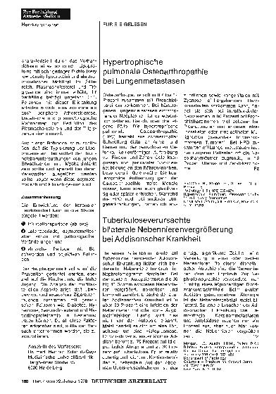 Vorschauseite 1: Tuberkuloseverursachte bilaterale Nebennierenvergrößerung bei Addisonscher Krankheit