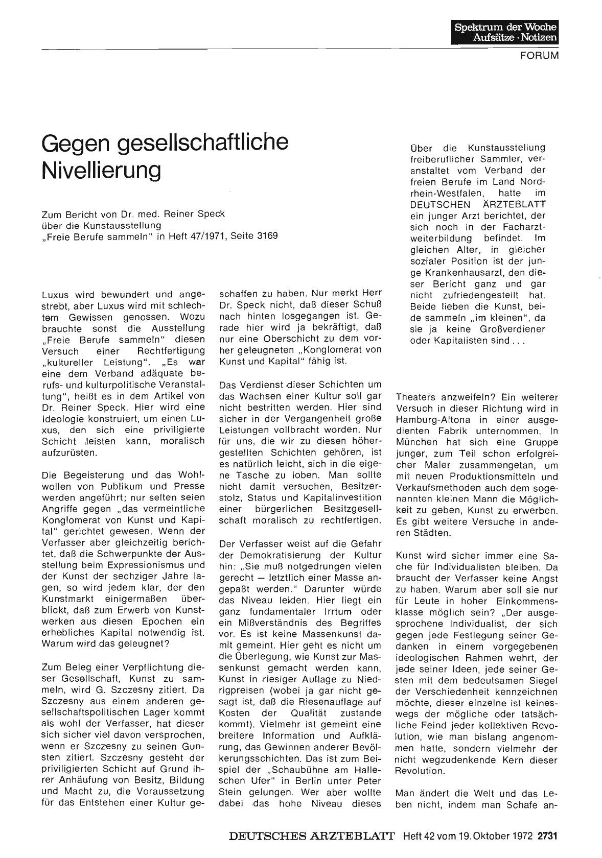 Vorschauseite 1: Gegen gesellschaftliche Nivellierung