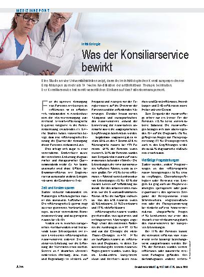 Vorschauseite 1: Infektiologie: Was der Konsiliarservice bewirkt