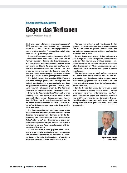 Vorschauseite 1: GKV-Selbstverwaltungsgesetz: Gegen das Vertrauen