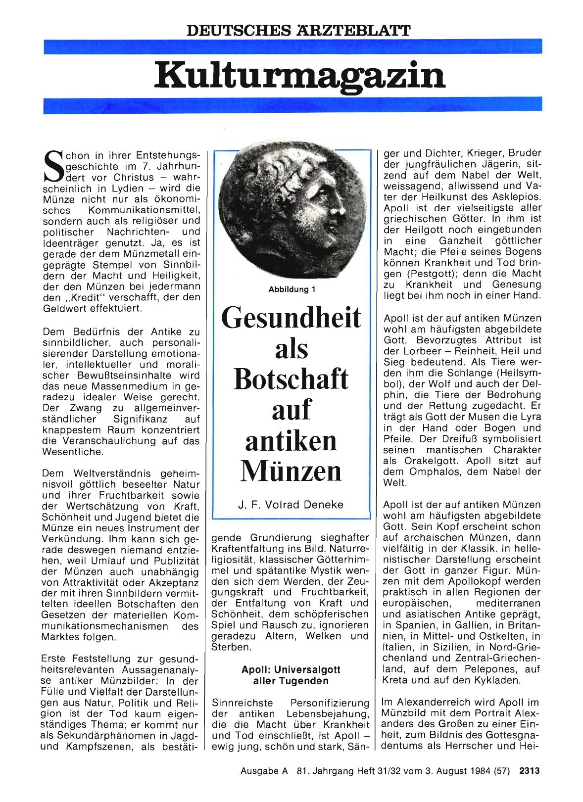 Vorschauseite 1: Gesundheit als Botschaft auf antiken Münzen