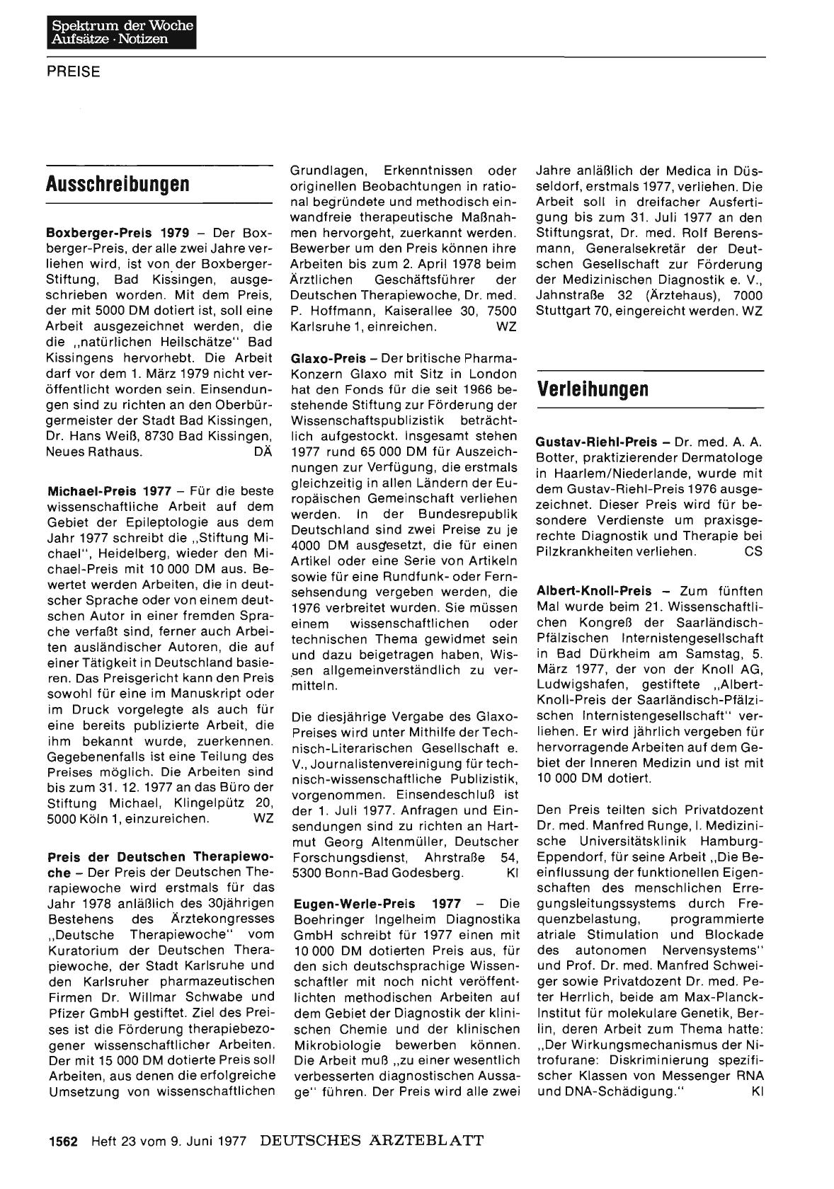 Vorschauseite 1: Verleihungen
