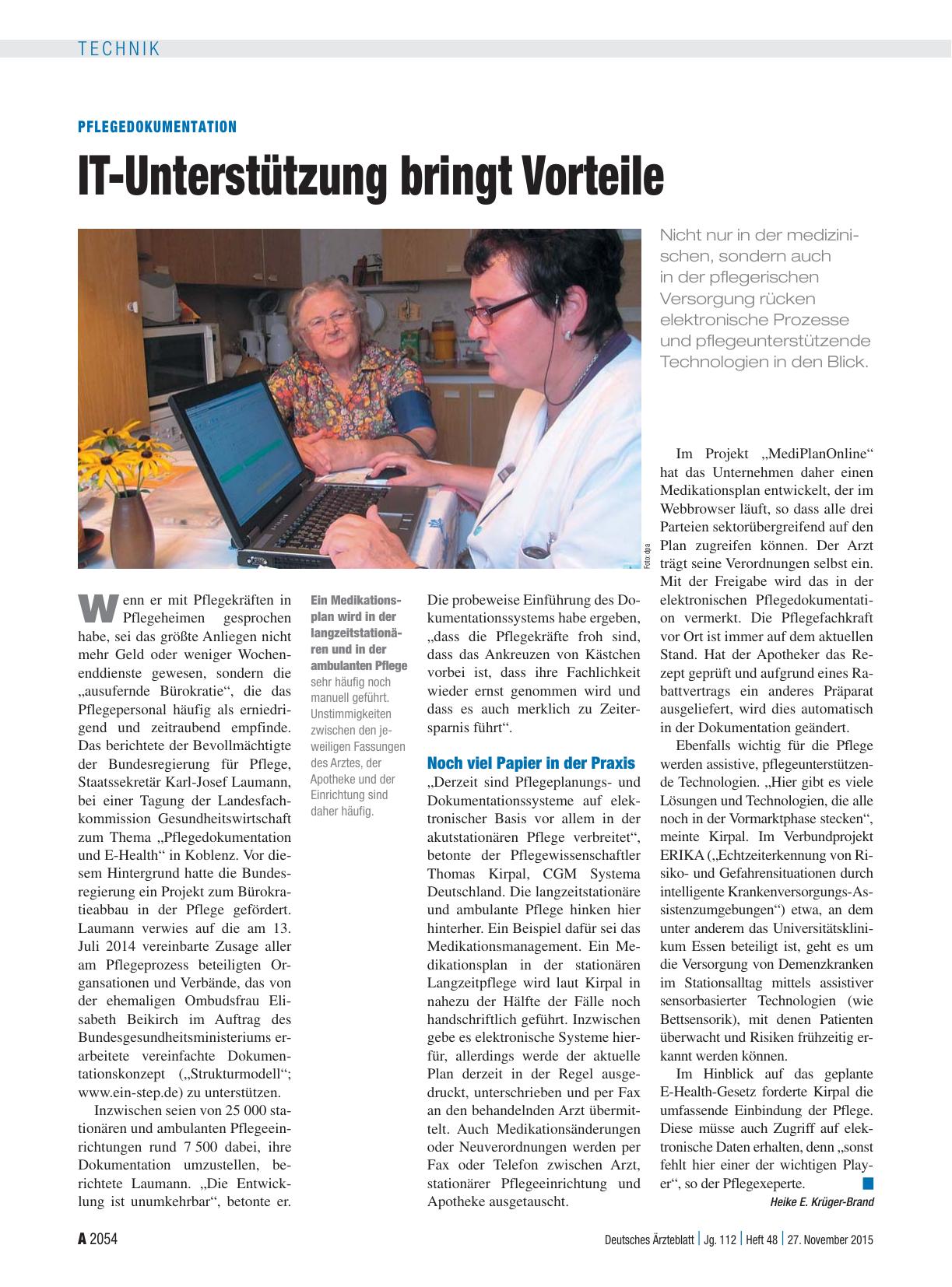 Vorschauseite 1: Pflegedokumentation: IT-Unterstützung bringt Vorteile