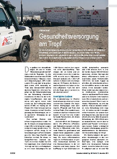 Vorschauseite 1: Afghanistan: Gesundheitsversorgung am Tropf