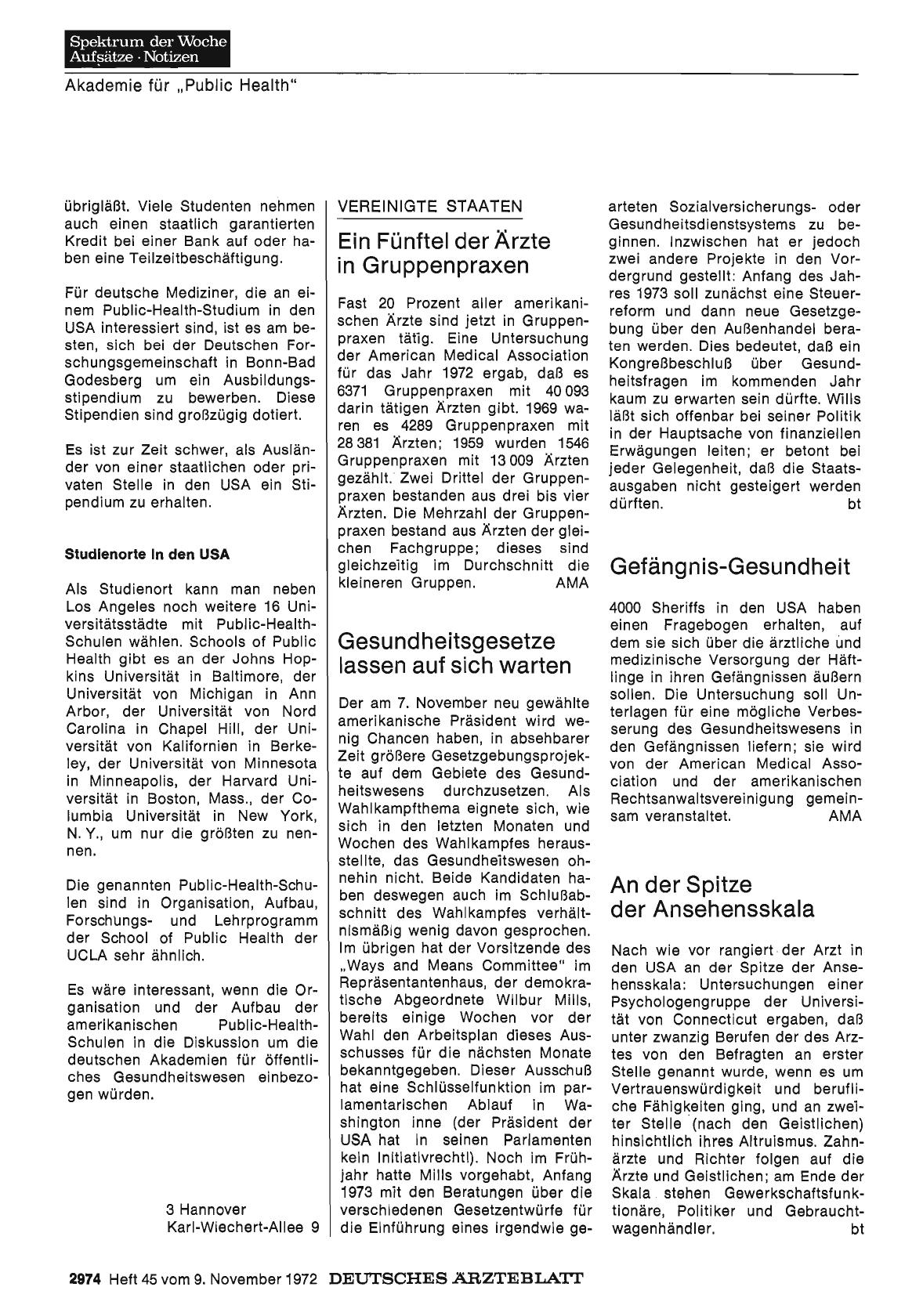 Vorschauseite 1: Vereinigte Staaten: Ein Fünftel der Ärzte in Gruppenpraxen