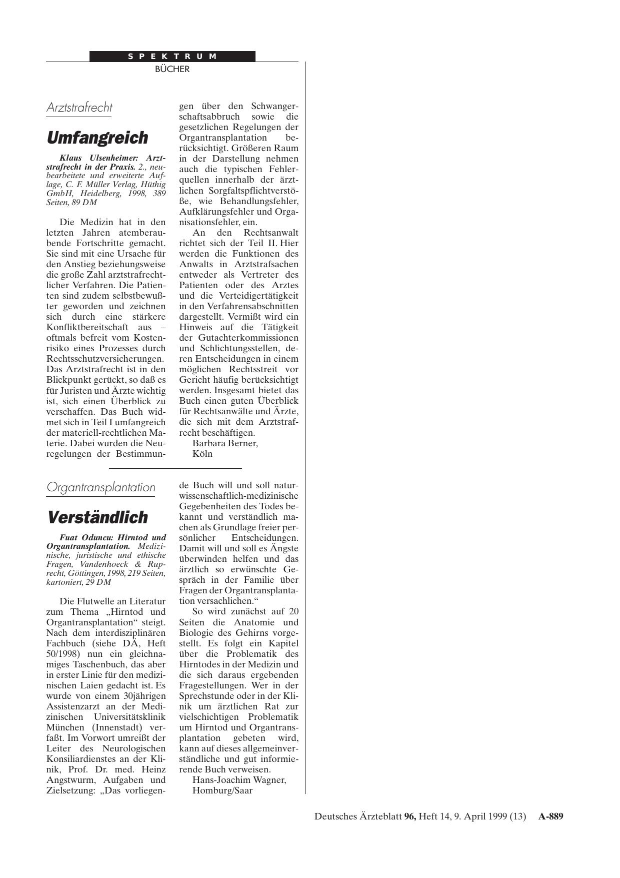 Vorschauseite 1: Hirntod und Organtransplantation