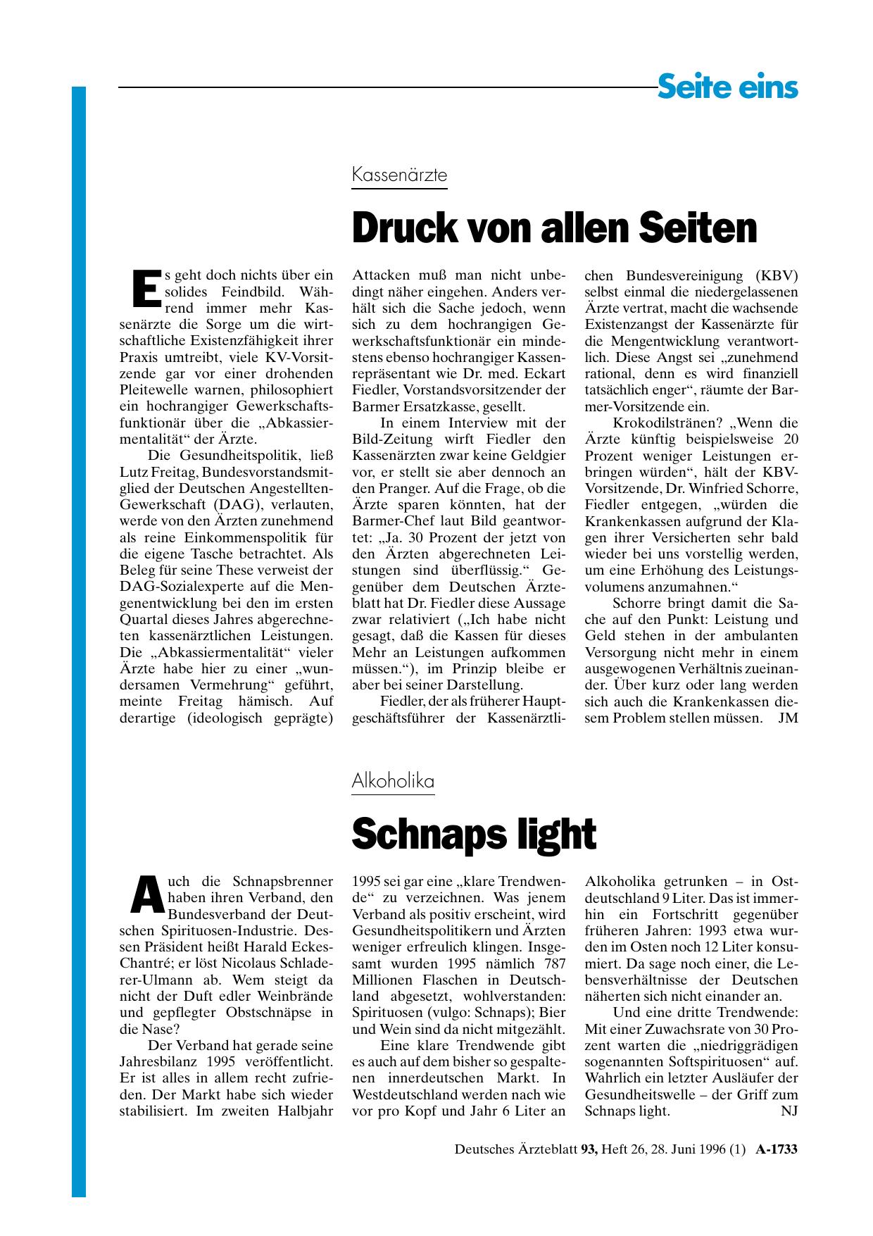 Vorschauseite 1: Alkoholika: Schnaps light