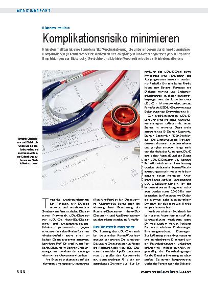 Vorschauseite 1: Diabetes mellitus: Komplikationsrisiko minimieren